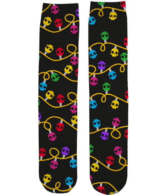 Christmas Skulls String Lights Tube Socks